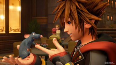 Kingdom Hearts III Screenshot - Sora meeting a new little friend