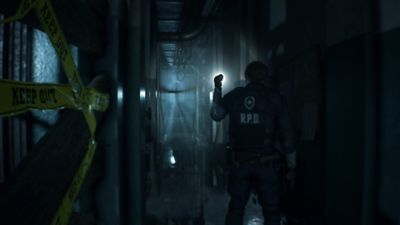 Resident Evil 2 Game Features Screenshot 1 - Exploring a Dark Corridor